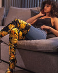 Lulamax Leah Long Boot - Floral Satin Design, High Stiletto - Black Multi