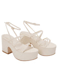 Lulamax Luna Platform Heel - High-Block Heel, Trendy & Comfortable - Bone
