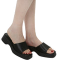 Lulamax Lydia Platform Sandal - Chunky Padded Sole, Versatile Design - Black