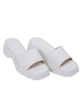 Lulamax Lydia Platform Sandal - Chunky Padded Sole, Versatile Design - White