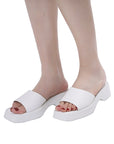 Lulamax Lydia Platform Sandal - Chunky Padded Sole, Versatile Design - White