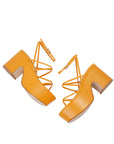 Lulamax Luna Platform Heel - High-Block Heel, Trendy & Comfortable - Orange