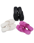 Lulamax Macie Platform Sandal - Chunky Padded Sole, Versatile Design - Black, White & Pink