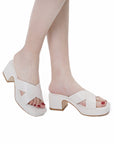 Lulamax Macie Platform Sandal - Chunky Padded Sole, Versatile Design - White