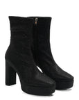 Lulamax Quinn Ankle Boot - Unleash Your Style, Stretch Satin Surface, Edgy Fashion - Block Heel