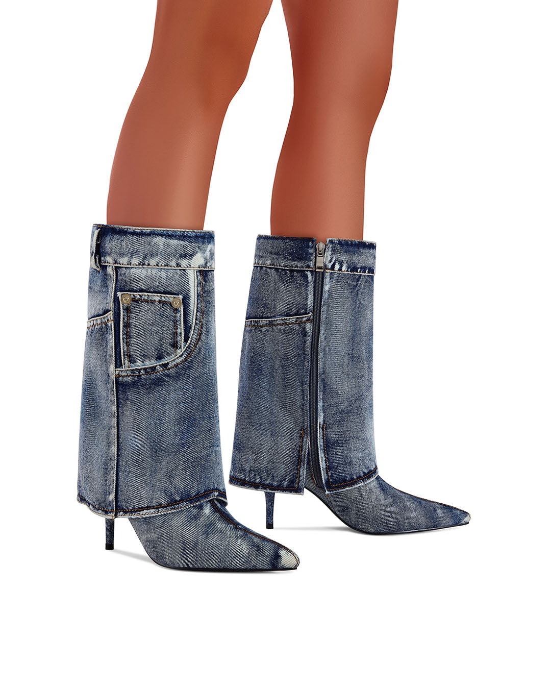 denim stiletto boots