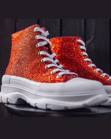 Lulamax Josie Ankle Boot - Dimond Textile Surface - Sporty Chic - Red