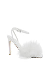Lulamax Kendall Feather Stiletto High Heel - Feather Detail - White