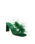 Lulamax Layla Feather Sandals - Opulent Feather Accents - Green