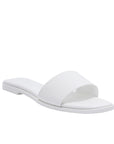 Lulamax Lucille Flat Sandal - Wide Single Strap, Comfortable Design - White