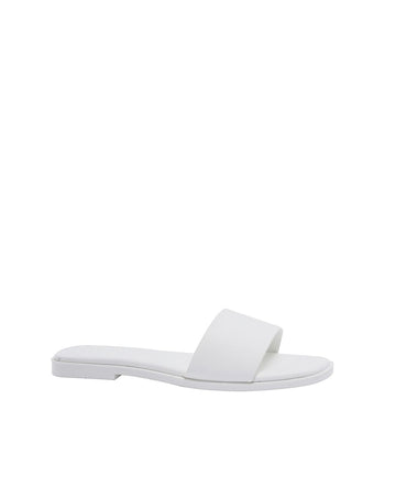 Lulamax Lucille Flat Sandal - Wide Single Strap, Comfortable Design - White