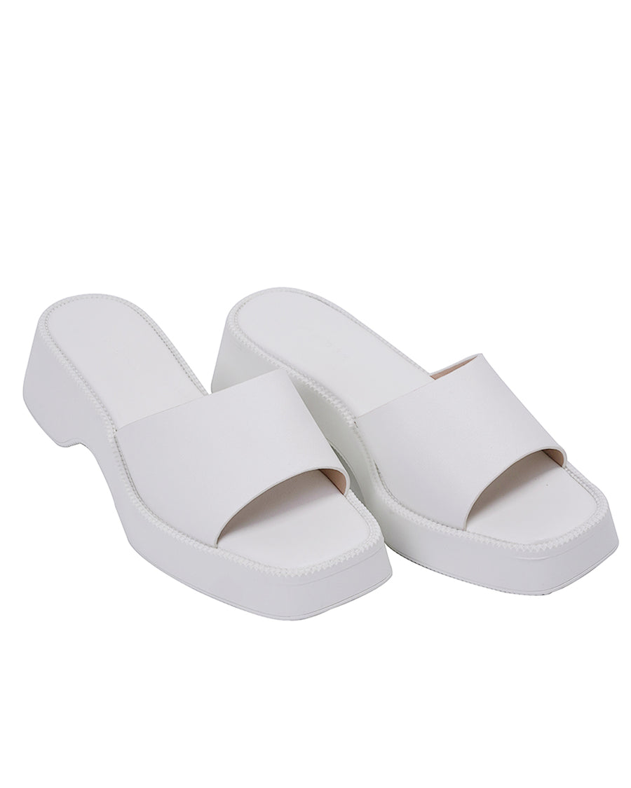 Lulamax Lydia Platform Sandal - Chunky Padded Sole, Versatile Design - White