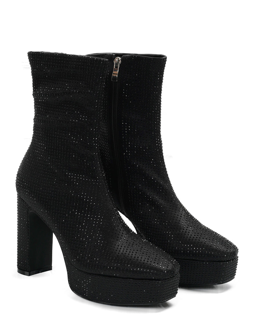Lulamax Quinn Ankle Boot - Unleash Your Style, Stretch Satin Surface, Edgy Fashion - Block Heel