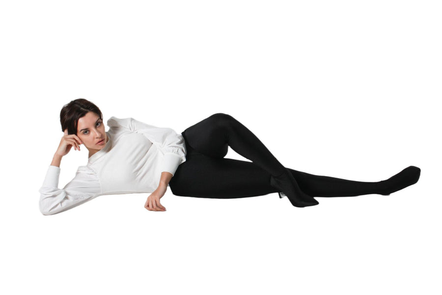 Lulamax Viola Pant Long Boot - Innovative Stretch Spandex - Black on Model