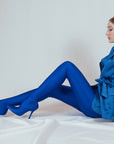Lulamax Viola Pant Long Boot - Innovative Stretch Spandex - Blue on Model