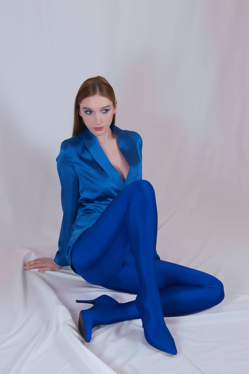 Lulamax Viola Pant Long Boot - Innovative Stretch Spandex - Blue